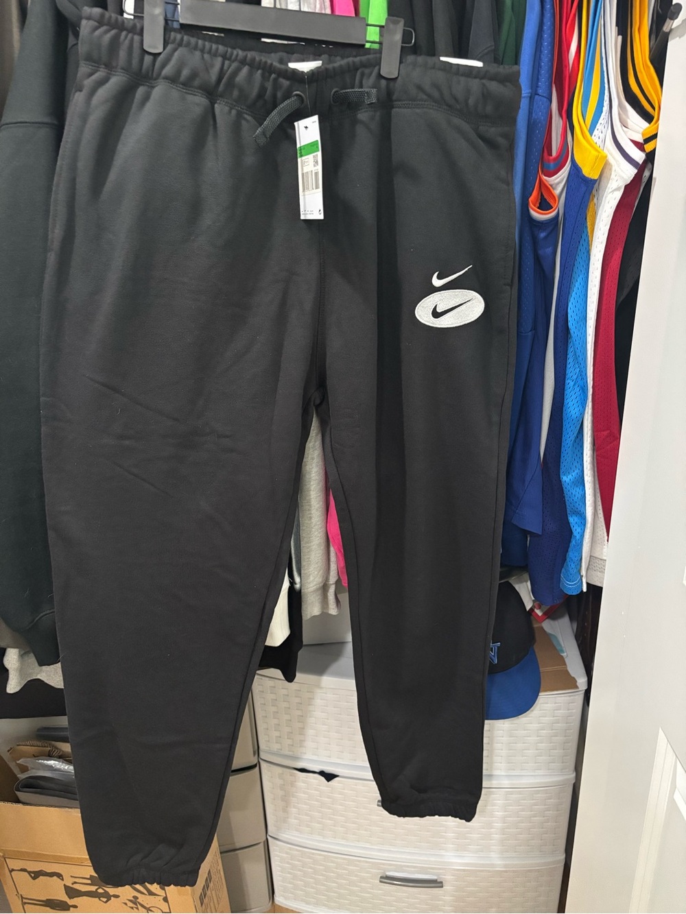 Nike Men’s Black Fleece Jogger Pants with Logo